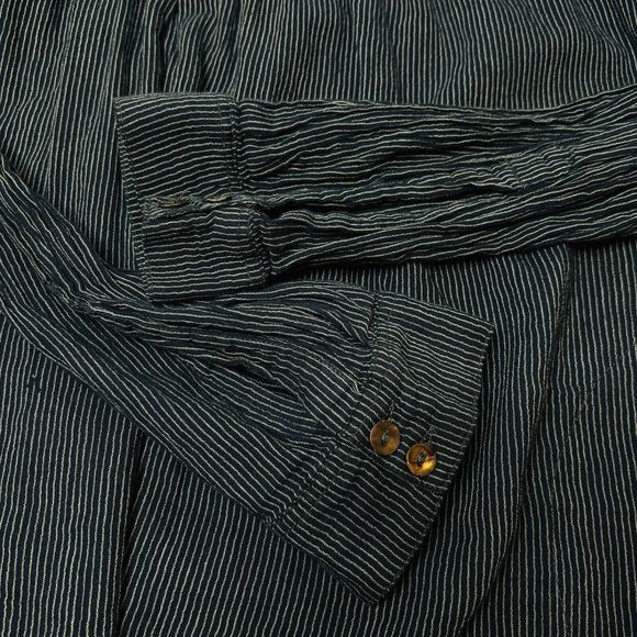 Free People Hearts And Colors Tunic Top SMALL Navy Blue Pin Stripe Sheer Floral - Picture 13 of 15